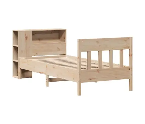 Gulta Ar Grāmatu Plauktu, Bez Matrača, 90X190 Cm, Priedes Koks Vidaxl