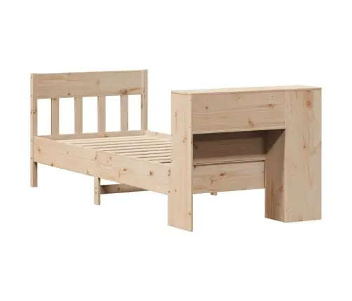 Gulta Ar Grāmatu Plauktu, Bez Matrača, 90X190 Cm, Priedes Koks Vidaxl