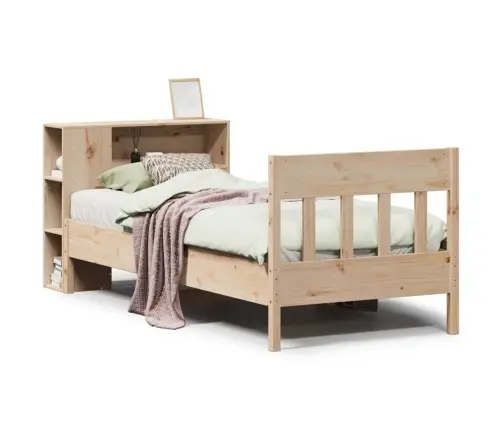 Gulta Ar Grāmatu Plauktu, Bez Matrača, 75X190 Cm, Priedes Koks Vidaxl