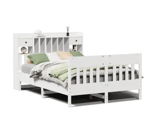 Gulta Bez Matrača, Balts, 140X190 Cm, Priedes Masīvkoks Vidaxl