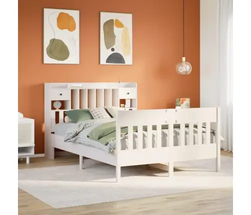 Gulta Bez Matrača, Balts, 140X190 Cm, Priedes Masīvkoks Vidaxl