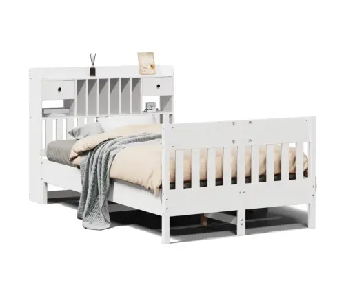 Gulta Bez Matrača, Balts, 135X190 Cm, Priedes Masīvkoks Vidaxl