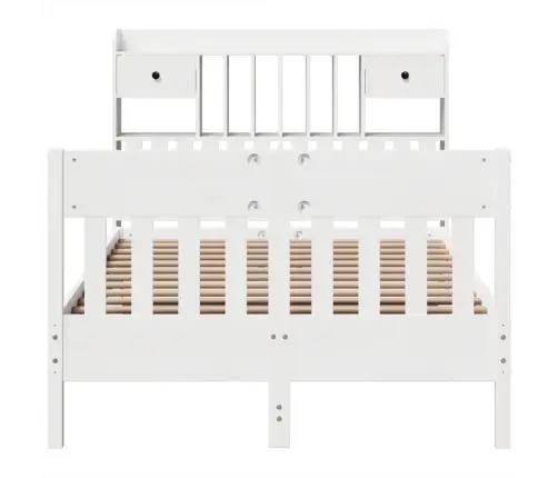 Gulta Bez Matrača, Balts, 135X190 Cm, Priedes Masīvkoks Vidaxl