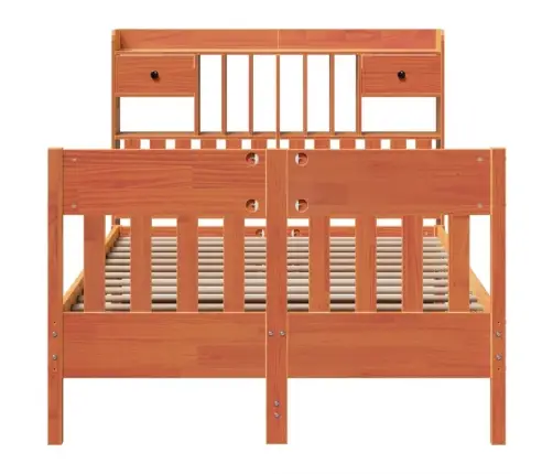 Gulta Bez Matrača, Vaska Brūnas, 135X190 Cm, Priedes Masīvkoks Vidaxl