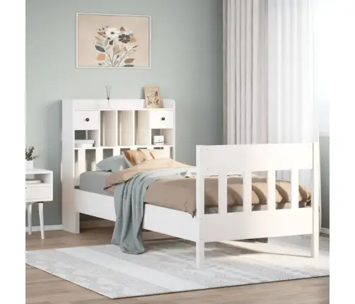 Gulta Bez Matrača, Balts, 90X190 Cm, Priedes Masīvkoks Vidaxl