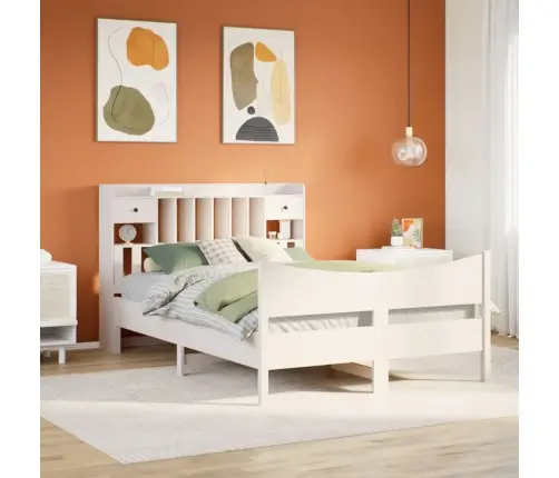 Gulta Bez Matrača, Balts, 160X200 Cm, Priedes Masīvkoks Vidaxl