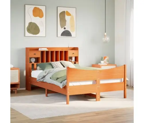 Gulta Bez Matrača, Vaska Brūnas, 140X200 Cm, Priedes Masīvkoks Vidaxl