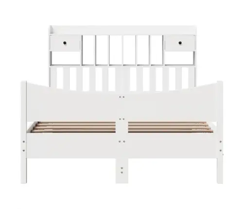 Gulta Bez Matrača, Balts, 140X190 Cm, Priedes Masīvkoks Vidaxl