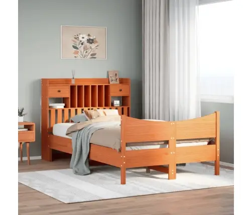 Voodiraam Ilma Madratsita, Vahapruun, 135 X 190 cm Männipuit