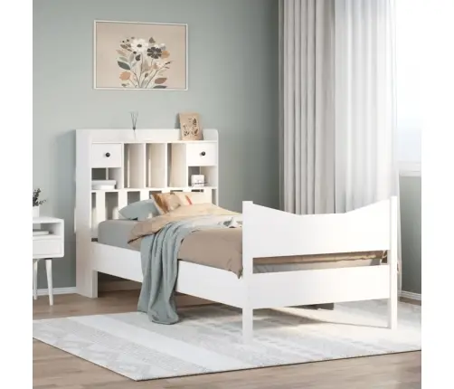 Lovos Rėmas Su Be Čiužinio, Baltas, 75X190cm Pušies Masyvas