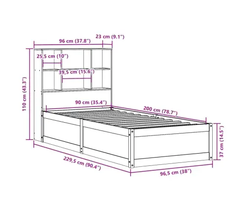 Gulta Bez Matrača, 90X200 Cm, Priedes Masīvkoks Vidaxl