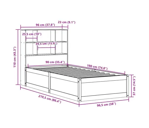 Lovos Rėmas Be Čiužinio, 90X190cm Pušies Medienos Masyvas