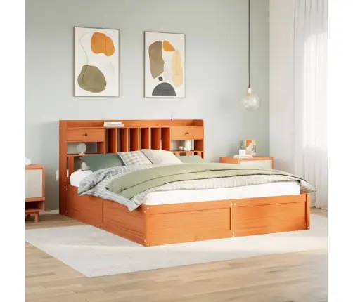 Voodiraam Ilma Madratsita, Vahapruun, 200 X 200 cm Männipuit