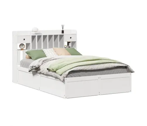 Gulta Bez Matrača, Balts, 150X200 Cm, Priedes Masīvkoks Vidaxl