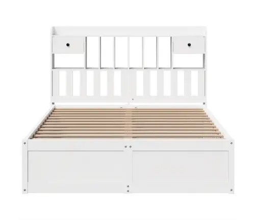 Gulta Bez Matrača, Balts, 150X200 Cm, Priedes Masīvkoks Vidaxl