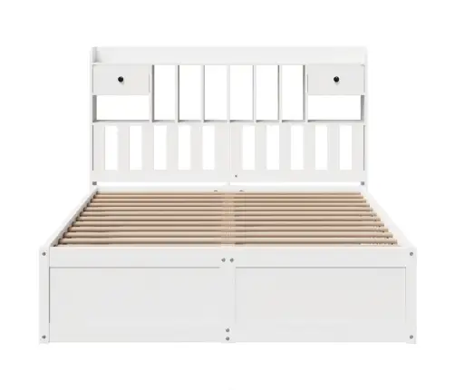 Gulta Bez Matrača, Balts, 140X200 Cm, Priedes Masīvkoks Vidaxl