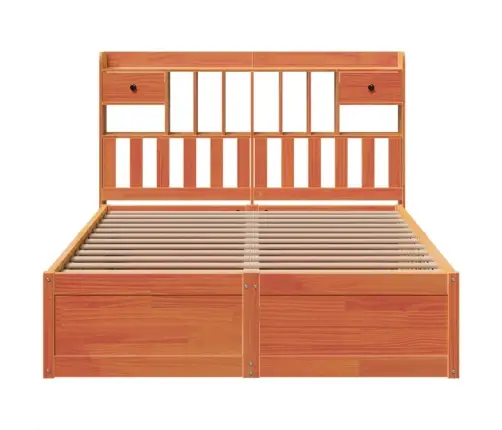 Gulta Bez Matrača, Vaska Brūnas, 140X200 Cm, Priedes Masīvkoks Vidaxl