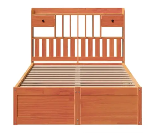 Gulta Bez Matrača, Vaska Brūnas, 120X200 Cm, Priedes Masīvkoks Vidaxl