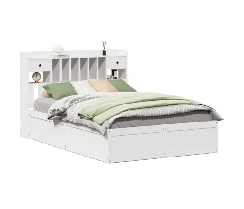 Gulta Bez Matrača, Balts, 140X190 Cm, Priedes Masīvkoks Vidaxl