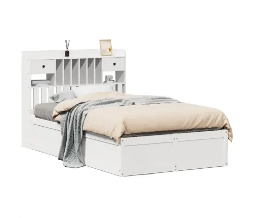 Gulta Bez Matrača, Balts, 135X190 Cm, Priedes Masīvkoks Vidaxl