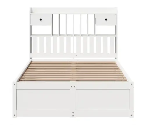 Gulta Bez Matrača, Balts, 135X190 Cm, Priedes Masīvkoks Vidaxl