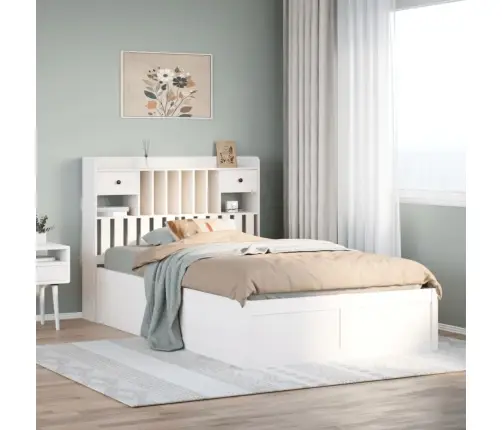 Gulta Bez Matrača, Balts, 135X190 Cm, Priedes Masīvkoks Vidaxl