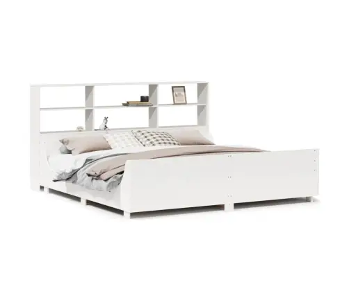 Lova Su Knygų Spinta Be Čiužinio, Balta, 180X200cm Pušis