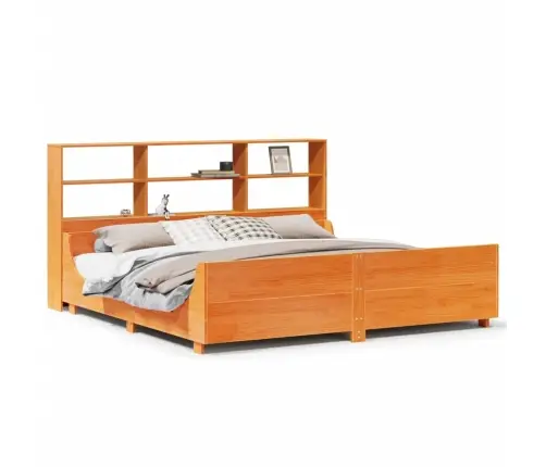 Gulta Ar Grāmatu Plauktu, Bez Matrača, 180X200 Cm, Masīvkoks Vidaxl