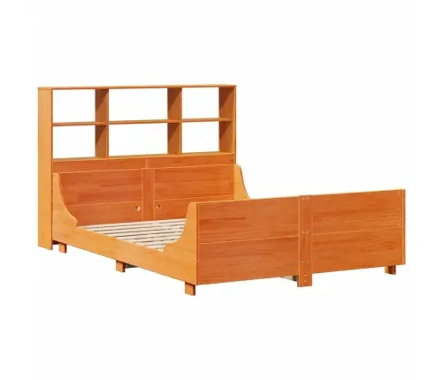 Gulta Ar Grāmatu Plauktu, Bez Matrača, 140X200 Cm, Masīvkoks Vidaxl