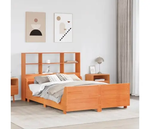 Lova Su Knygų Spinta Be Čiužinio, Rudas, 135X190cm Pušis