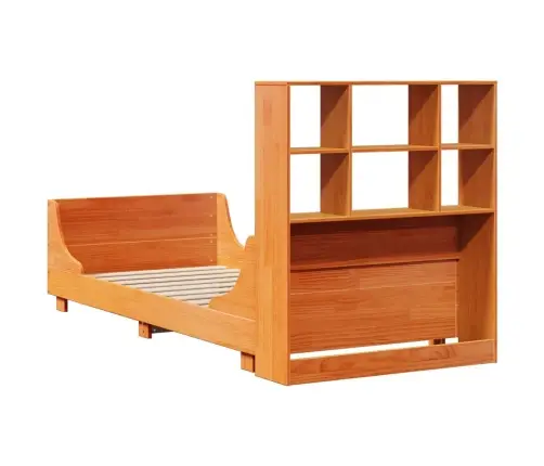 Gulta Ar Grāmatu Plauktu, Bez Matrača, 75X190 Cm, Masīvkoks Vidaxl