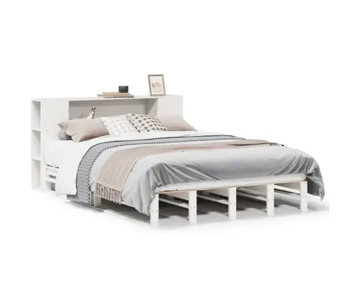 Lova Su Knygų Spinta Be Čiužinio, Balta, 140X200cm Pušis