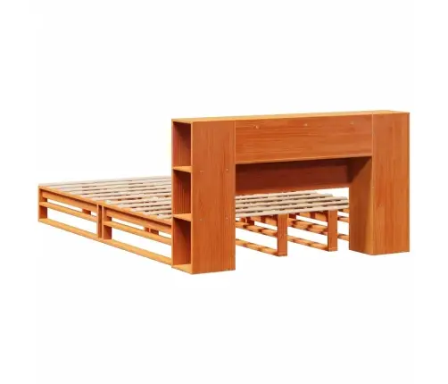 Gulta Ar Grāmatu Plauktu, Bez Matrača, 140X200 Cm, Priedes Koks Vidaxl