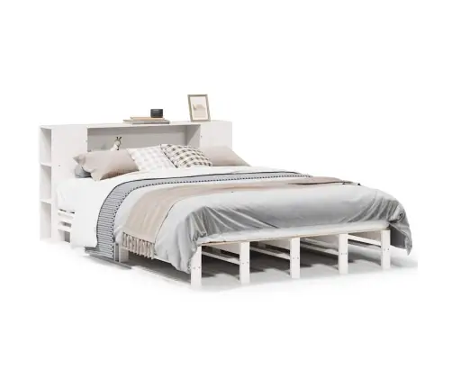 Riiuliga Voodiraam Ilma Madratsita, Valge, 150X200cm Puit