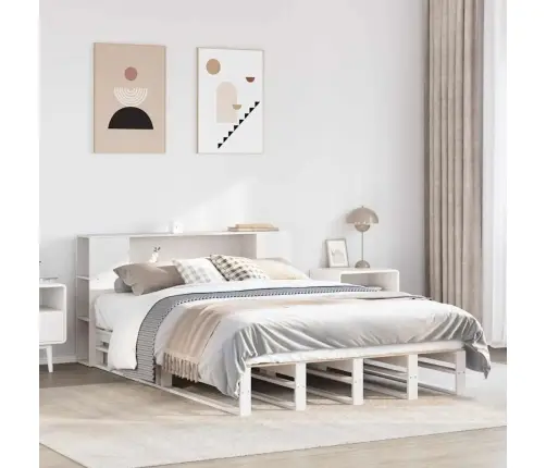 Riiuliga Voodiraam Ilma Madratsita, Valge, 150X200cm Puit