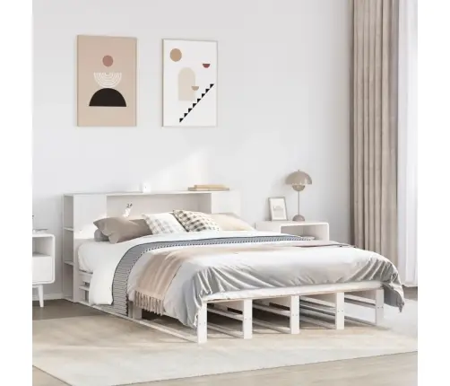 Gulta Ar Grāmatu Plauktu, Bez Matrača, 160X200 Cm, Masīvkoks Vidaxl