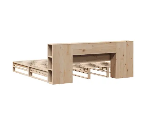 Gulta Ar Grāmatu Plauktu, Bez Matrača, 180X200 Cm, Masīvkoks Vidaxl