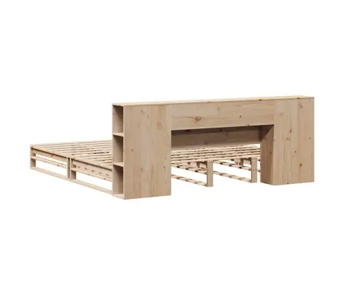 Gulta Ar Grāmatu Plauktu, Bez Matrača, 200X200 Cm, Masīvkoks Vidaxl