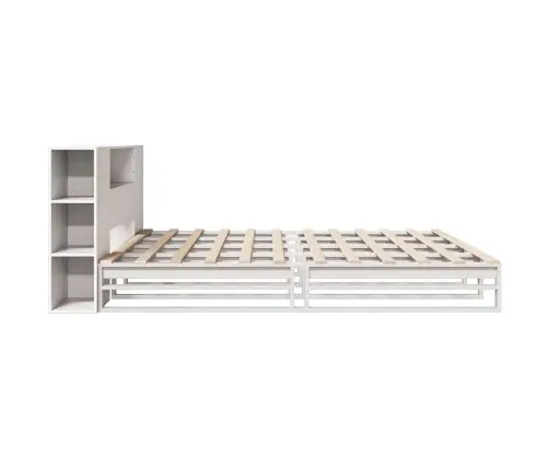 Riiuliga Voodiraam Ilma Madratsita, Valge, 200X200cm Puit