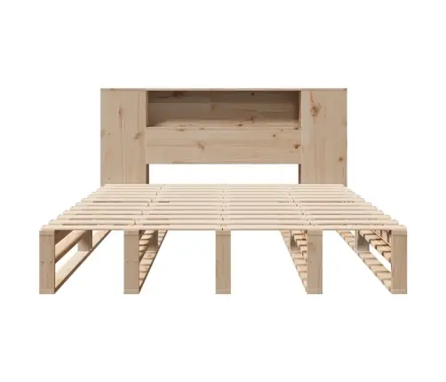 Gulta Ar Grāmatu Plauktu, Bez Matrača, 135X190 Cm, Masīvkoks Vidaxl