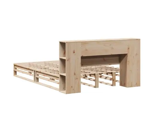 Gulta Ar Grāmatu Plauktu, Bez Matrača, 135X190 Cm, Masīvkoks Vidaxl