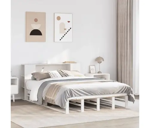 Lova Su Knygų Spinta Be Čiužinio, Balta, 140X190cm Pušis