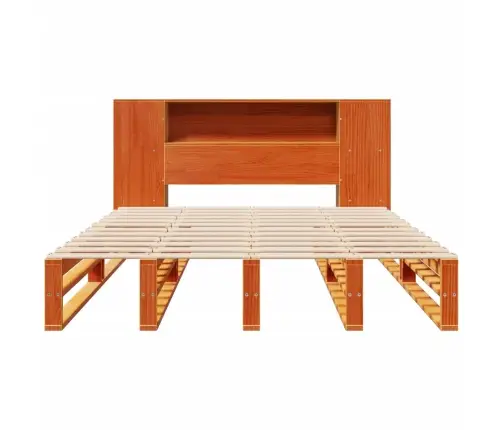 Gulta Ar Grāmatu Plauktu, Bez Matrača, 140X190 Cm, Priedes Koks Vidaxl