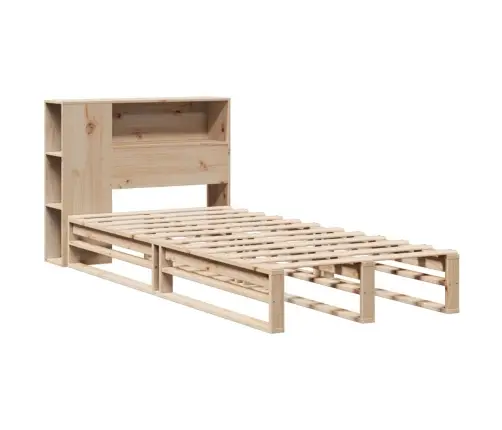 Gulta Ar Grāmatu Plauktu, Bez Matrača, 100X200 Cm, Masīvkoks Vidaxl