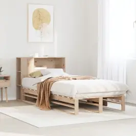 Gulta Ar Grāmatu Plauktu, Bez Matrača, 100X200 Cm, Masīvkoks Vidaxl