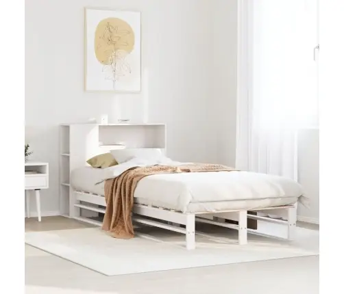 Lova Su Knygų Spinta Be Čiužinio, Balta, 90X190cm Pušis