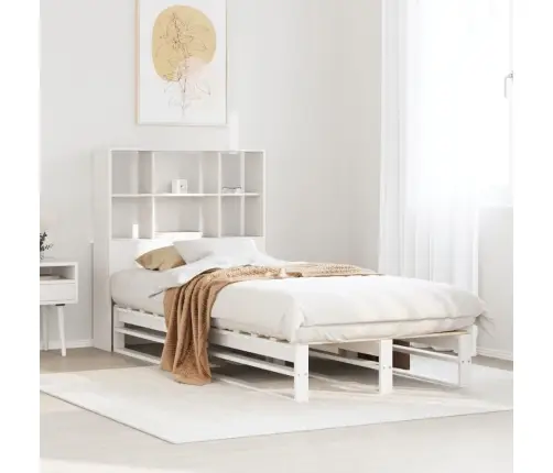 Lova Su Knygų Spinta Be Čiužinio, Balta, 90X200cm Pušis