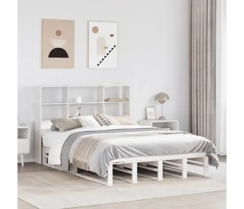 Gulta Ar Grāmatu Plauktu, Bez Matrača, 120X200 Cm, Masīvkoks Vidaxl