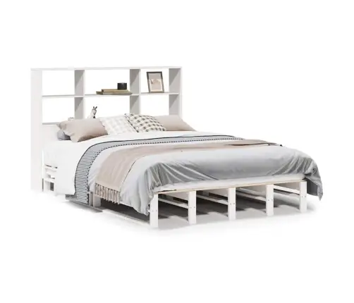 Gulta Ar Grāmatu Plauktu, Bez Matrača, 140X200 Cm, Masīvkoks Vidaxl