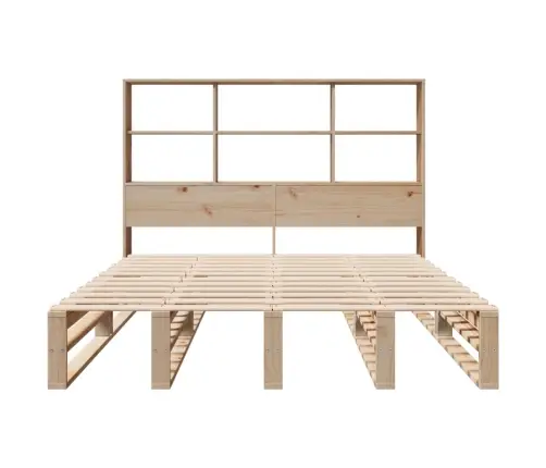 Gulta Ar Grāmatu Plauktu, Bez Matrača, 150X200 Cm, Masīvkoks Vidaxl